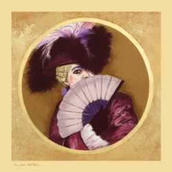 CARRE DE SOIE -EVENTAIL BORD OR-COLLECTION PASTEL PASSION@ PIERRE RISCH