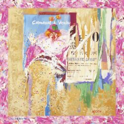 CARRE DE SOIE - CLOWN ROSE MOUCHETE- COLLECTIION PASTEL PASSION@ - PIERRE RISCH
