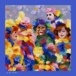 CARRE DE SOIE - Morceaux d'Etoiles Bord bleu - Collection Pastel Passion@ - Pierre Risch